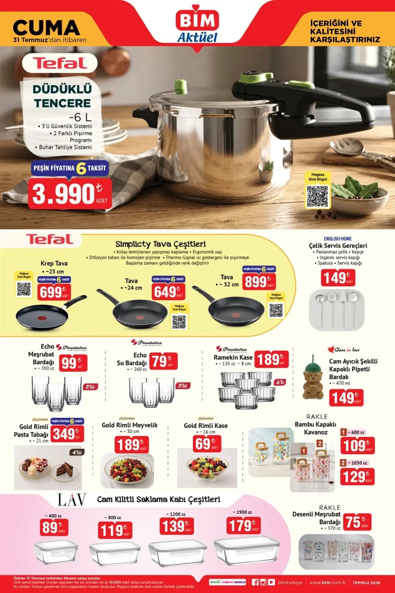 BİM aktüel 31 Temmuz 2026 kataloğu açıklandı! Yarın raflarda: Tefal tava, düdüklü tencere, LAV saklama kabı ve yüzlerce indirimli ürün 4