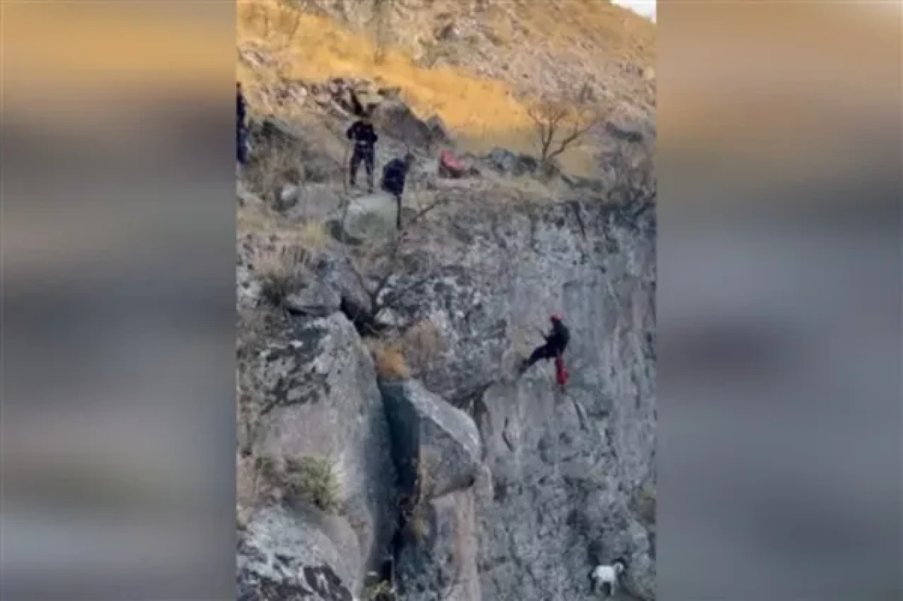 Kayseri itfaiyesi, viyadükte mahsur kalan keçiyi başarılı bir operasyonla kurtardı!