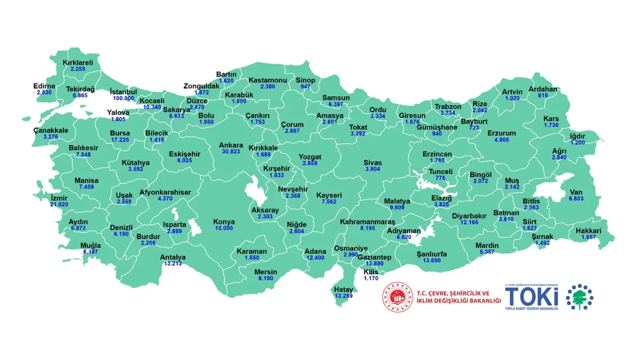 Hangi İlde Kaç Adet TOKİ Sosyal Konut Yapılacak?