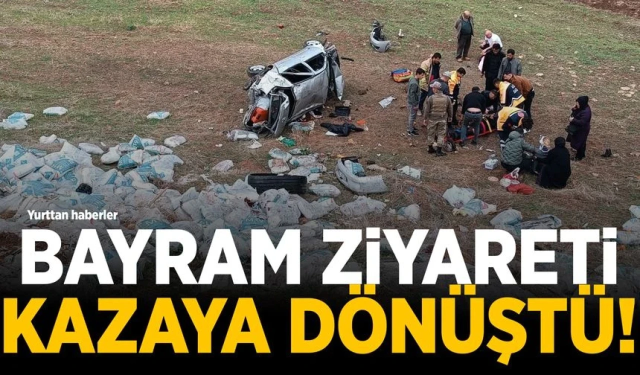 Bayram ziyaretine giden aile şarampole uçtu