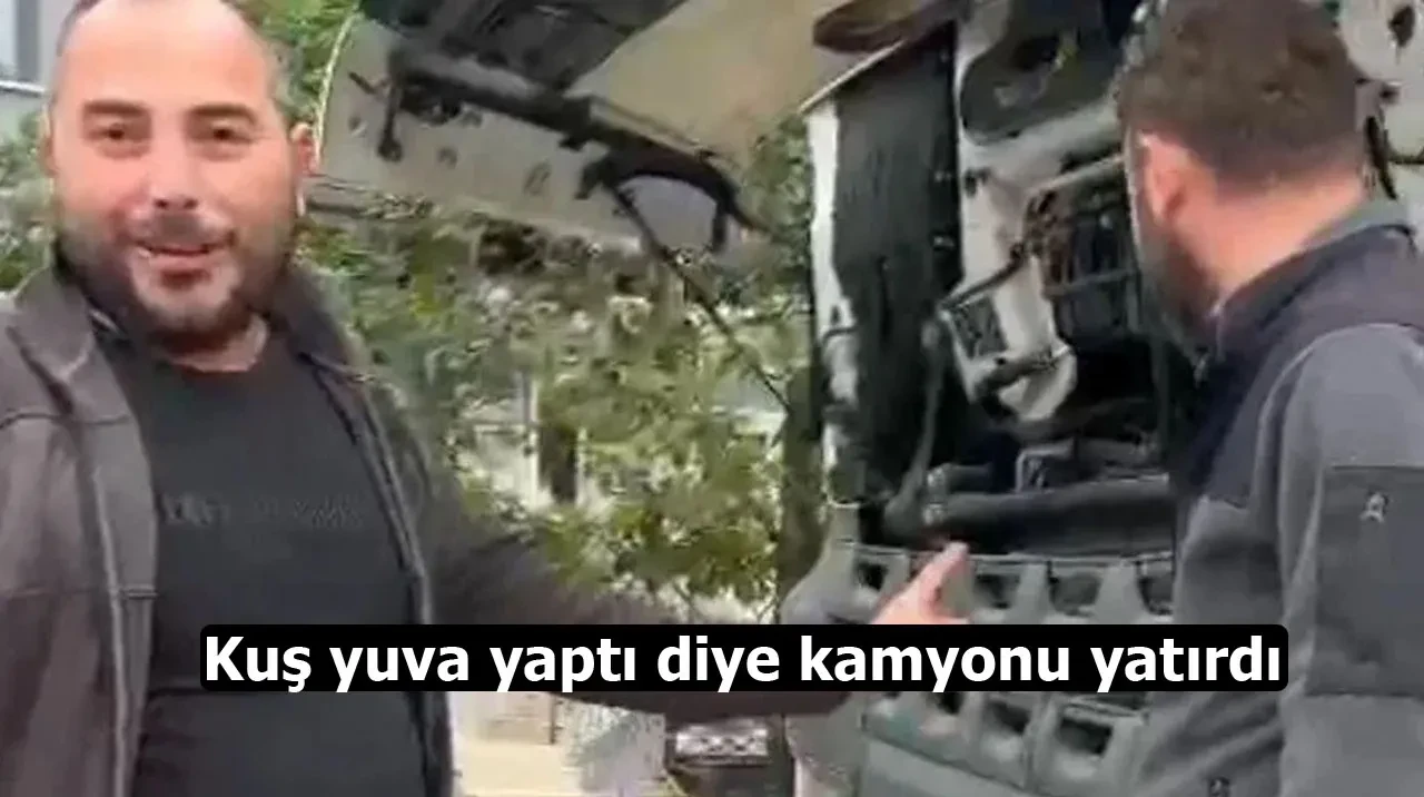 Kuş yuva yaptı diye kamyonu yatırdı