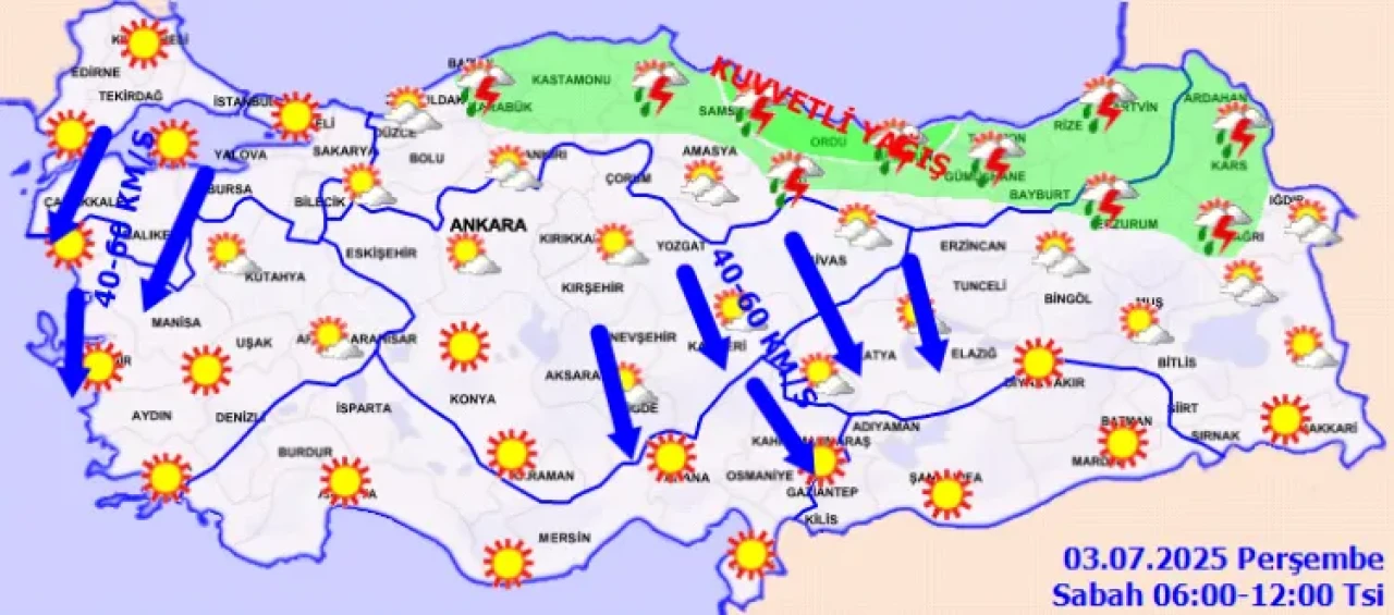 Karadeniz ve İç Anadolu'da kuvvetli yağış, rüzgar uyarısı: Dikkatli olun!