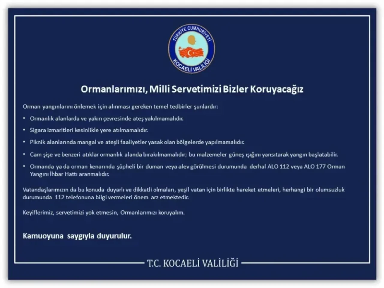 Kocaeli Valiliği'nden orman yangınlarına karşı kritik uyarılar: Dikkatsizliğe yer yok!