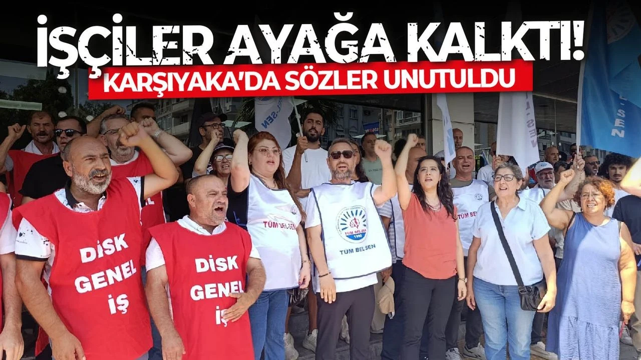 Karşıyaka Belediyesi'nde çalışanlar, sosyal tazminat krizine karşı eylem yaptı!