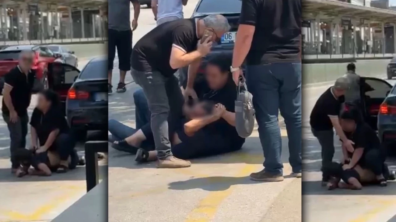 Kadın, eski eşini cadde ortasında darp etti, polis olaya müdahale etti