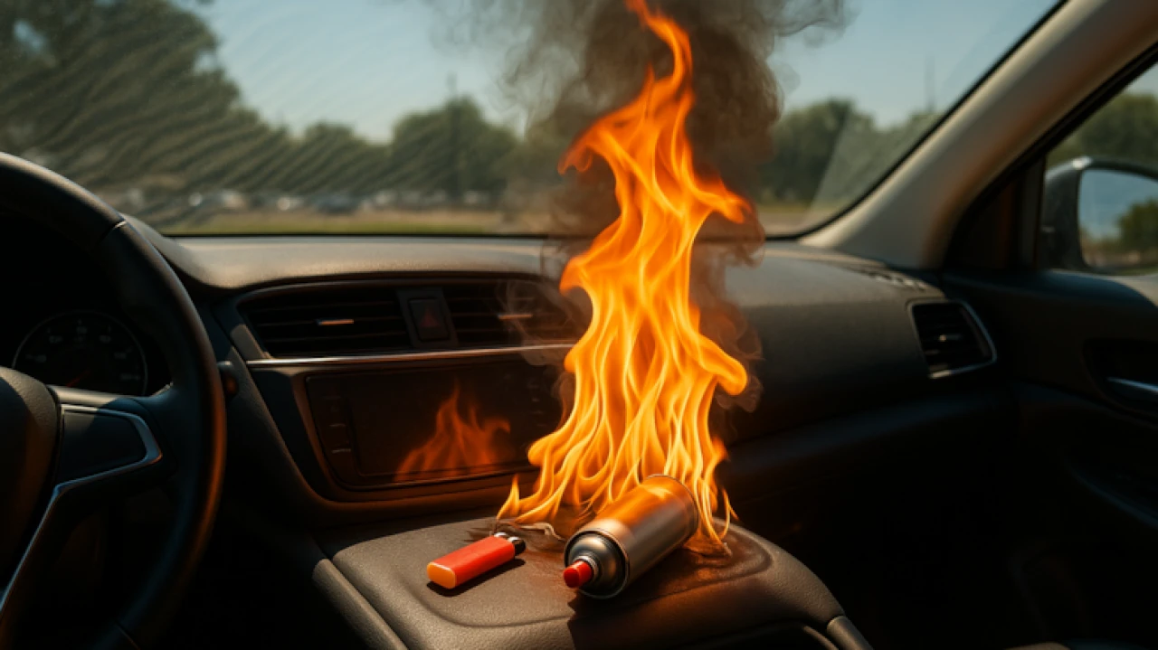 Sıcak havalarda araçlarda yangın riskine dikkat! Bırakılan eşyalar alev topuna dönüşebilir.