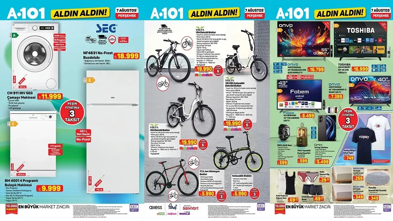 A101'de Elektrikli Bisiklet ve Ev Eşyalarında Cazip Fırsatlar Başladı