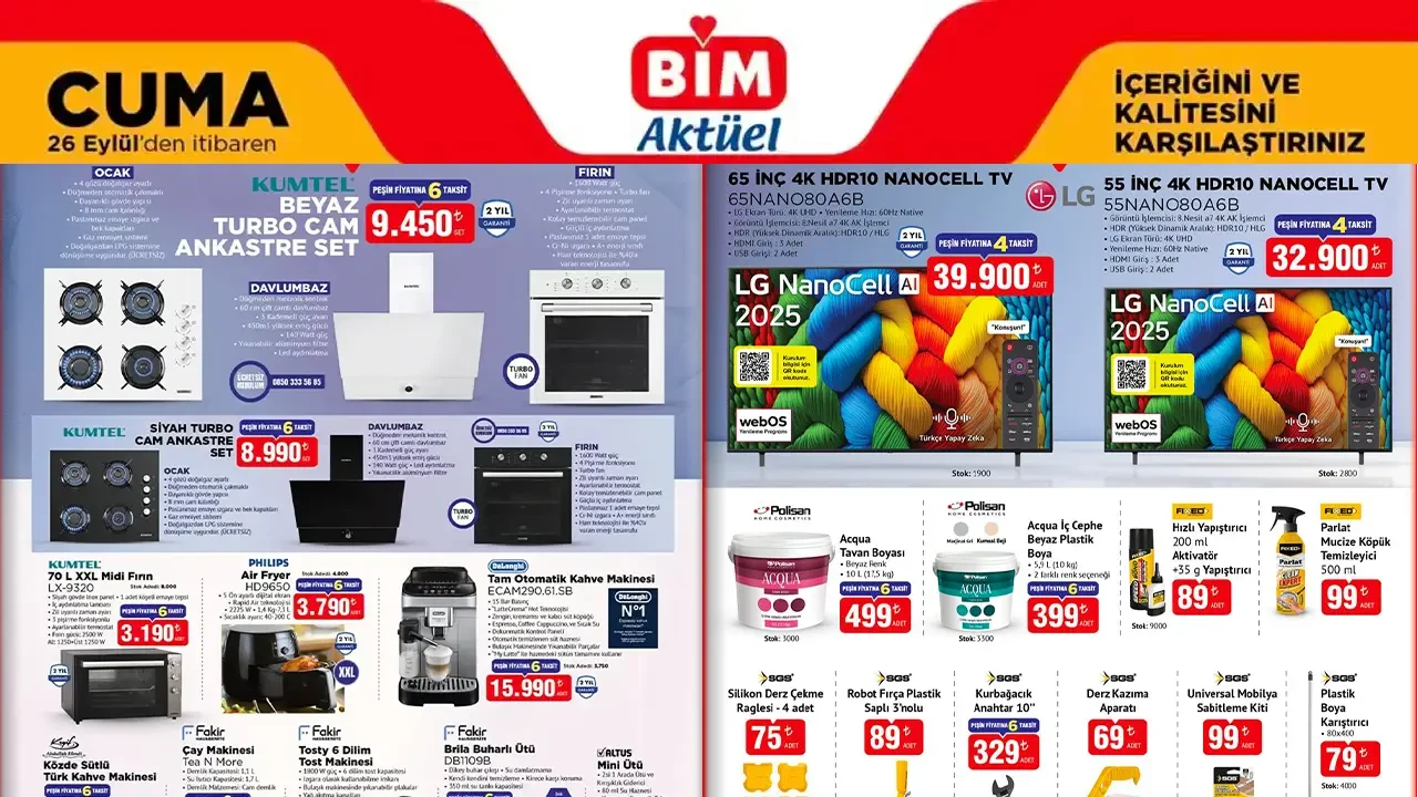 BİM 26 Eylül 2025 Aktüel Ürünler Kataloğu
