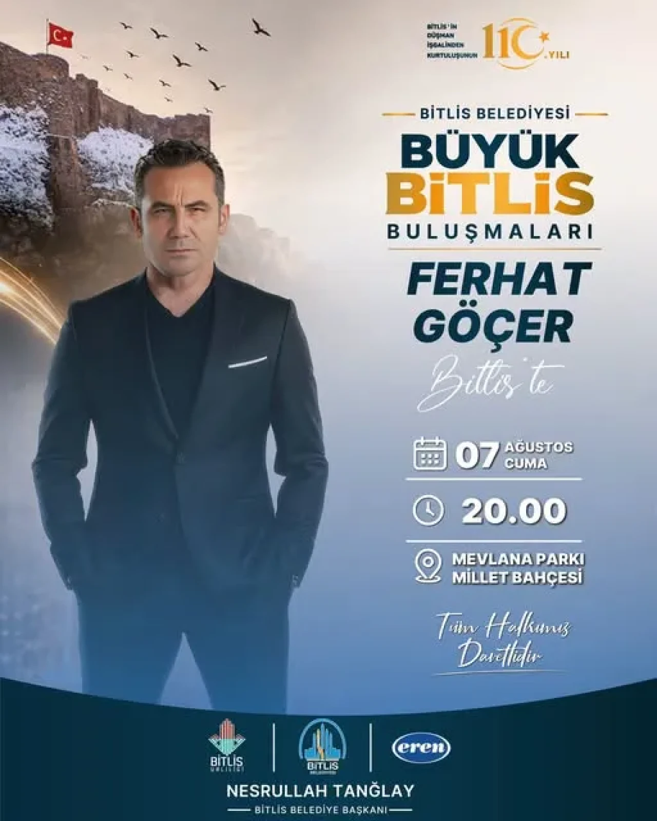 Ferhat Göçer Bitlis'te Konser Verecek! Kurtuluşun 110. Yılına Özel Anlamlı Gece