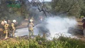 Bursa'da korkunç kaza: Zeytinliğe çarpan araçta yangın çıktı, 1 ölü 5 yaralı!