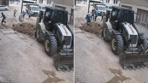 Adıyaman'da altyapı çalışmasında doğalgaz borusu patladı, işçiler can havliyle böyle kaçtı