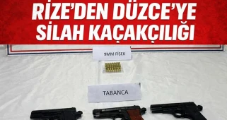 Rize'den Düzce'ye kaçak silah ve mermilerle yakalanan şüpheli gözaltında