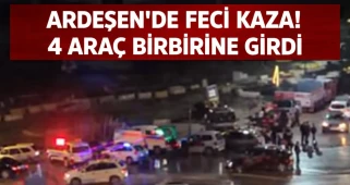 Ardeşen’de Feci Kaza! 4 Araç Birbirine Girdi