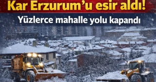 Kar Erzurum'u esir aldı! Yüzlerce mahalle yolu kapandı