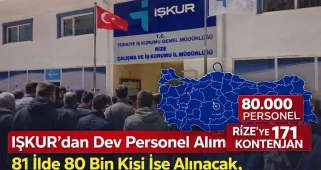İŞKUR’dan Dev Personel Alımı: 81 İlde 80 Bin Kişi İşe Alınacak, Rize’ye 171 Kontenjan