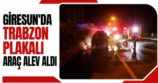 Giresun'da Trabzon Plakalı Araçta Yangın Çıktı