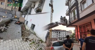 Küçükçekmece’de bina bahçesinde göçük: Balkon ve pencerelerden kurtarıldılar