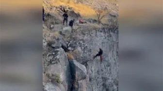 Kayseri itfaiyesi, viyadükte mahsur kalan keçiyi başarılı bir operasyonla kurtardı!