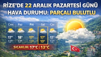Rize'de 22 Aralık Pazartesi Günü Hava Durumu: Parçalı Bulutlu
