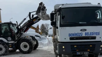 Demirözü'nde karla mücadele çalışmaları hız kesmeden devam ediyor