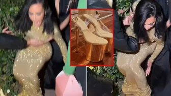 Kim Kardashian, devasa topuklu ayakkabılarıyla meydana geldi! Kaza anı herkesi şaşırttı!