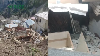 Akçay Mahallesi'nde kaya düşmesi, cami lojmanını ve çevresini vurdu