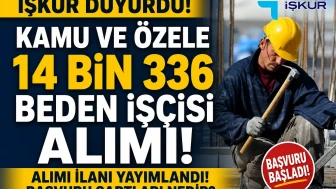 İŞKUR, Kamu ve Özel Sektöre Toplam 14,336 Beden İşçisi Alımı Yapacak!