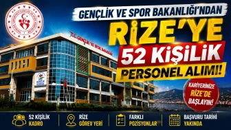 Gençlik ve Spor Bakanlığı’ndan Rize’ye 52 Kişilik Personel Alımı
