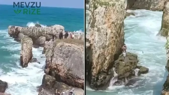 Kandıra'da yasak dinlemedi: Fırtınada denize girip kayalıklarda mahsur kalan kişi böyle kurtarıldı