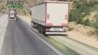 Yolculuk sırasında boyaya bulanmış tır, güvenlik kameralarına yansıdı!