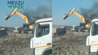 Siirt'te İş Makinesi Alevler İçinde Kaldı!