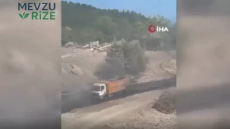 Cide'de Yangın Korkusu: Alevler İçindeki Kamyon Dereye Uçarak Hayat Buldu!