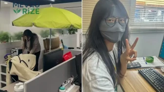 Çin’de "Ofiste Yaşlanma" Akımı Gözleri Üzerine Çekiyor: Çalışanlar Şemsiye ve Maske ile Çalışma Hayatını İddialı Hale Getiriyor!