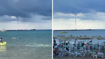 Alanya'da korkutan görüntü: Denizin üzerinde dev hortum oluştu