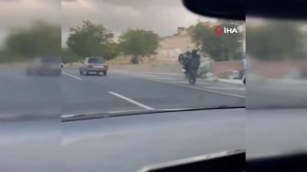 Nevşehir'de tek teker üzerinde ilerleyen motosikletliye ceza yağdı