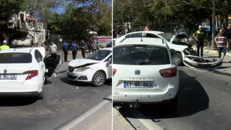 Beton pompası kontrolden çıktı: Önce araçlara, sonra ağaca ve duvara çarptı
