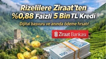 Rizelilere Ziraat’ten %0,88 Faizli 5 Bin TL Kredi Desteği