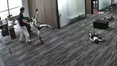 Çin'de insansı robot geliştiricisi olan mühendise tekme attı