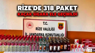 Rize'de jandarma, 318 paket kaçak sigara ele geçirip 9 kişiyi gözaltına aldı