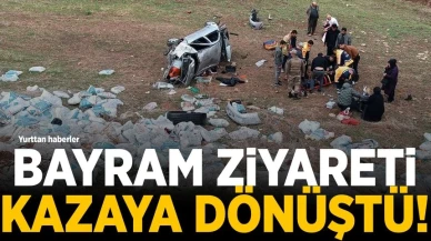 Bayram ziyaretine giden aile şarampole uçtu