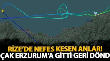 Rize’de nefes kesen anlar! Uçak Erzurum’a gitti geri döndü