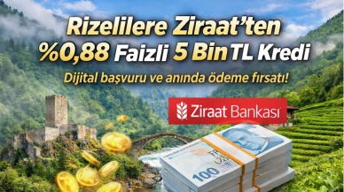 Rizelilere Ziraat’ten %0,88 Faizli 5 Bin TL Kredi Desteği