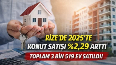 Rize'de 2025'te konut satışı yüzde 2,29 arttı, toplam 3 bin 519 ev satıldı