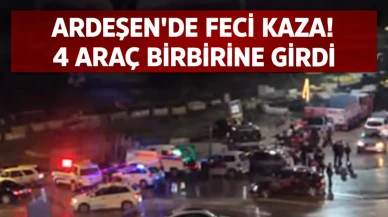 Ardeşen’de Feci Kaza! 4 Araç Birbirine Girdi