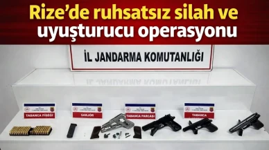 Rize’de ruhsatsız silah ve uyuşturucu operasyonu