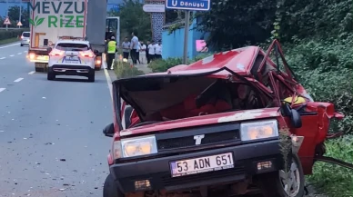 Rize'de Dumanlar Yükselen Otomobile TIR Çarptı: Baba, Eşini ve Kızını Saniyeler Önce Araçtan İndirmişti