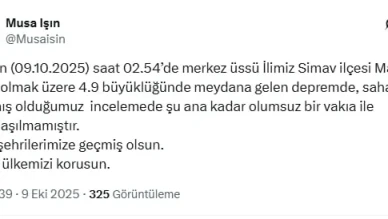 Kütahya Valisi Işın: Simav'daki depremde olumsuz durum yok, saha çalışmaları sürüyor
