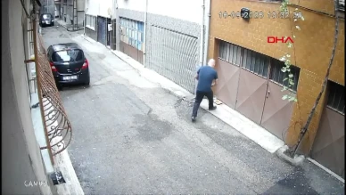 Sokak kedileri için bırakılan mama ve su kaplarını çöpe atan baba ile oğlu kamerada