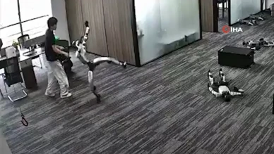 Çin'de insansı robot geliştiricisi olan mühendise tekme attı
