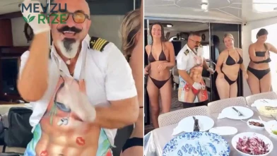 Lüks teknede skandal görüntüler: Tekne kaptanı turistlerle şov yaptı